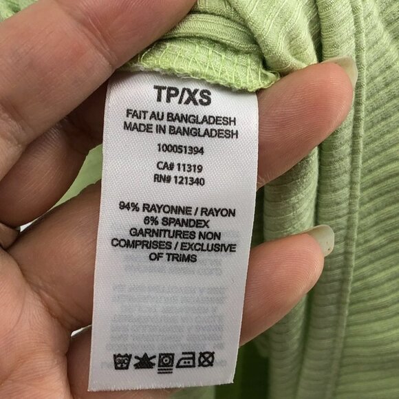 Garage Lime Green 1 Shoulder Tie Waist Ribbed Crop Top size XS - Picture 13 of 16